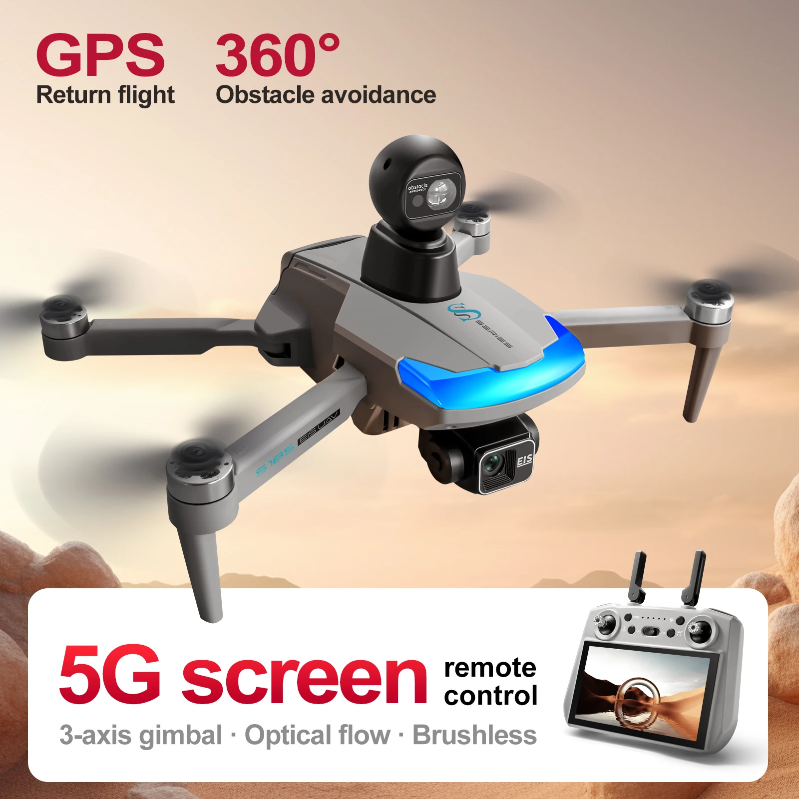 Drone Gimbal 3 Axis - S185 Professional Drone 2.7K HD Dualกล้องหน้าจอสัมผัส
