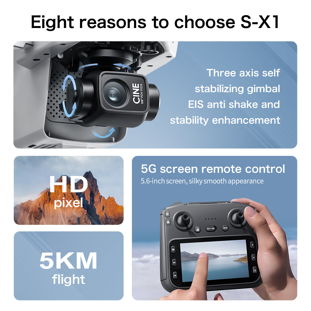 โดรน S-X1 MAX GPS พร้อมกิมบอล  - Drone Gimbal 3 Axis บทวิจารณ์และราคา